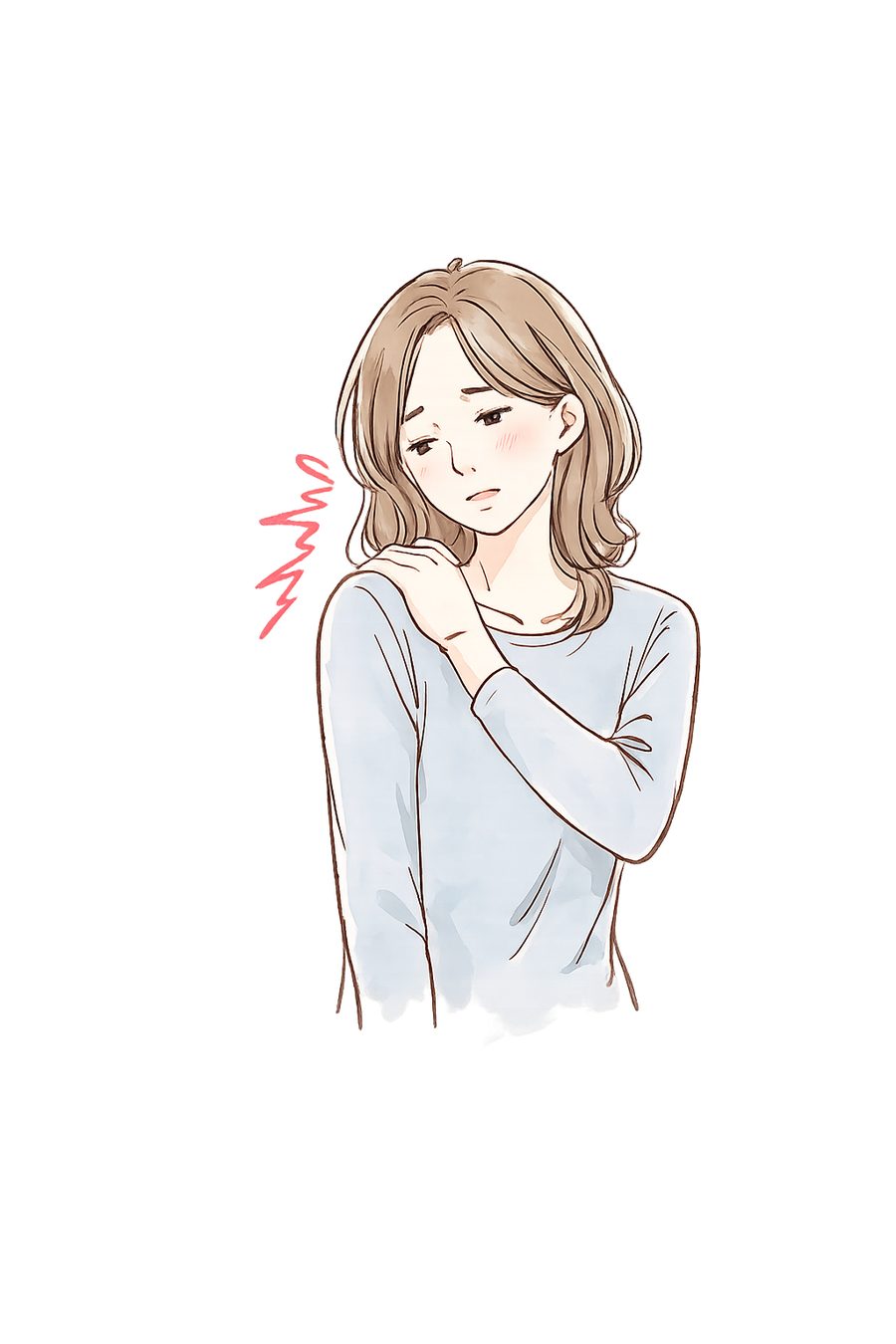 肩こり・首こりに悩む女性のイラスト