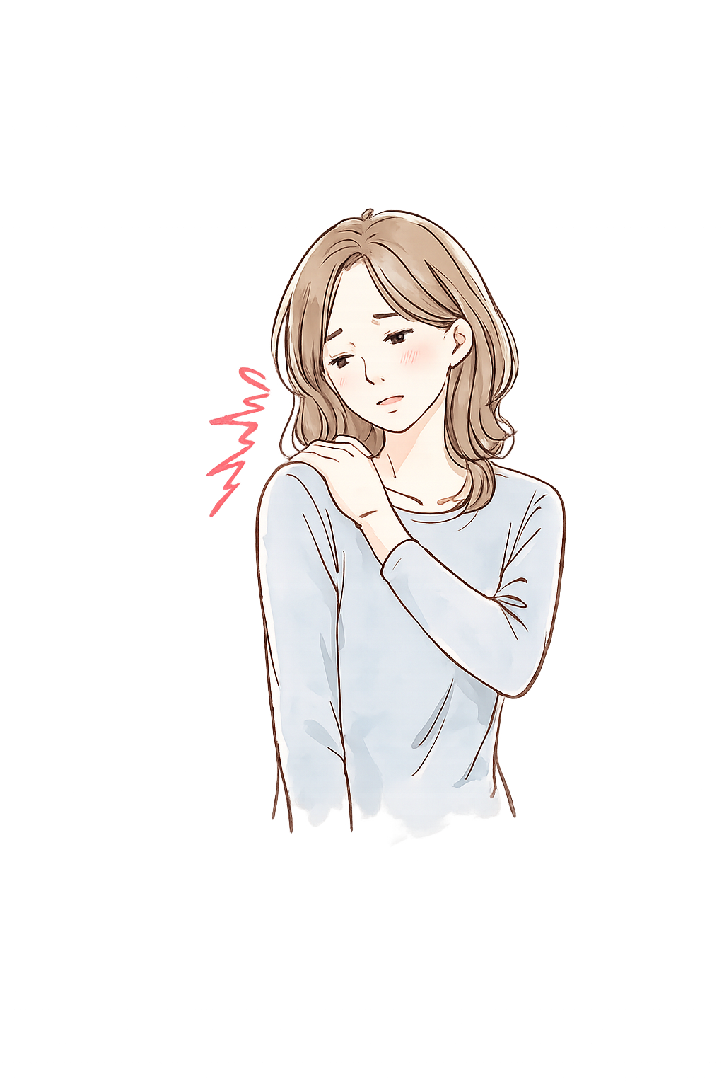 肩こり・首こりに悩む女性のイラスト